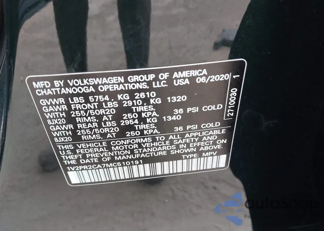 1V2PR2CA7MC510191: 42235942