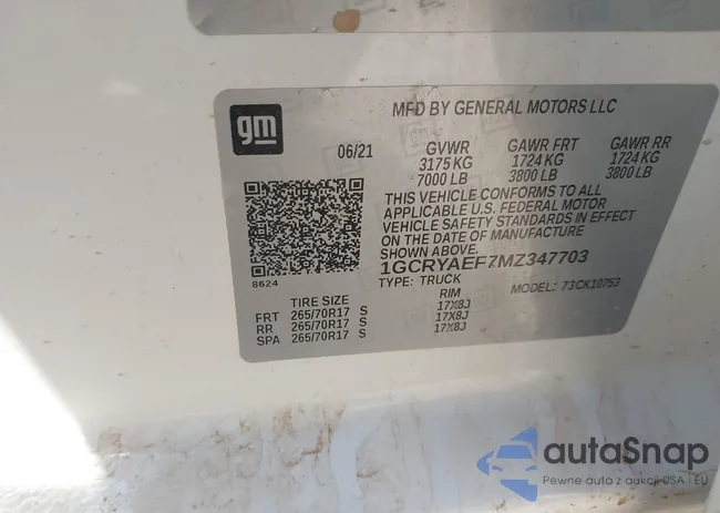 1GCRYAEF7MZ347703: 42236425