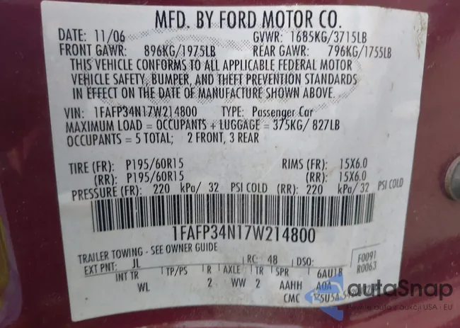 1FAFP34N17W214800: 42236069