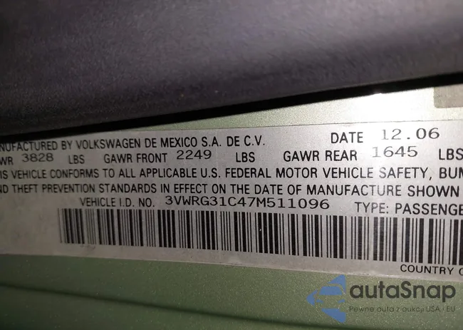 3VWRG31C47M511096: 42236158