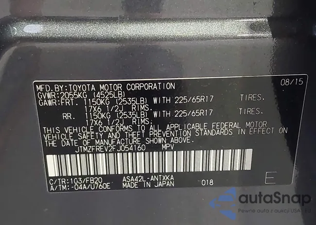 JTMZFREV2FJ054160: 42236197