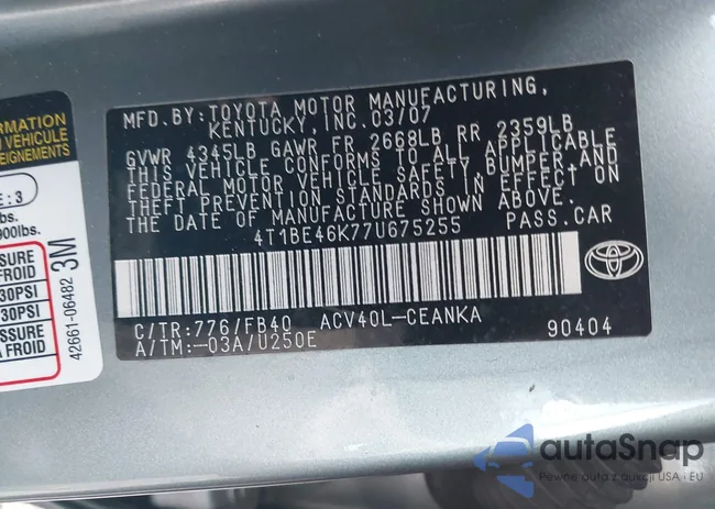 4T1BE46K77U675255: 42236335