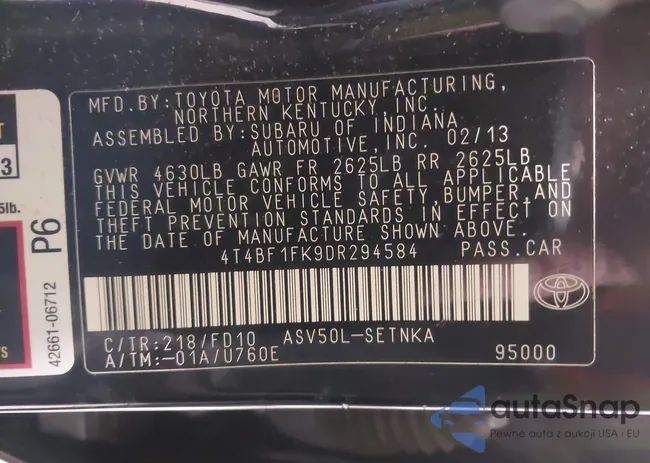 4T4BF1FK9DR294584: 42237494