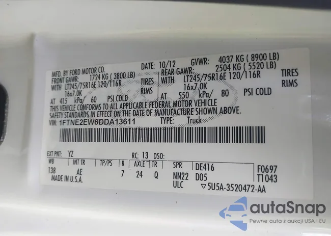 1FTNE2EW6DDA13611: 42237700