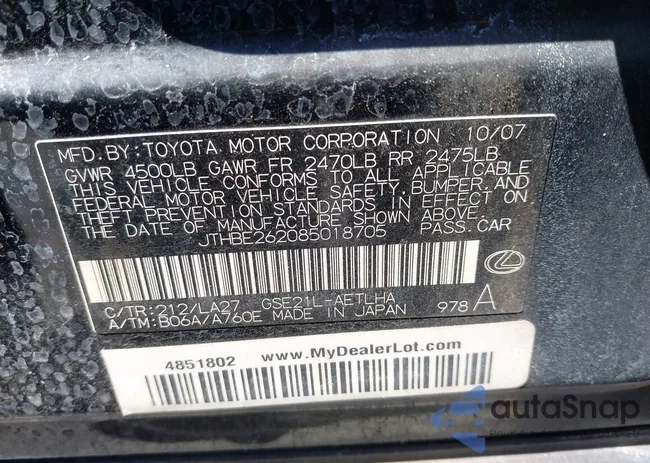 JTHBE262085018705: 42237733