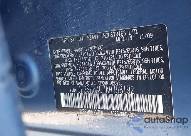 JF2SH6AC7AH758192: 42237088