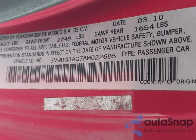 3VWRG3AG7AM022685: 42237138