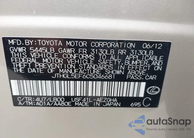 JTHGL5EF6C5046681: 42238501