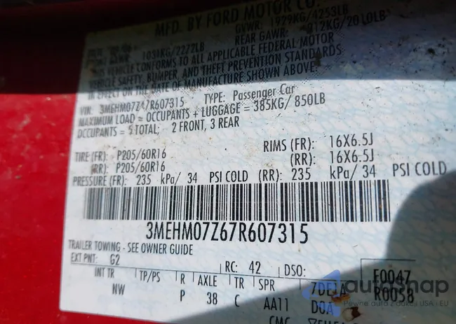 3MEHM07Z67R607315: 42238665