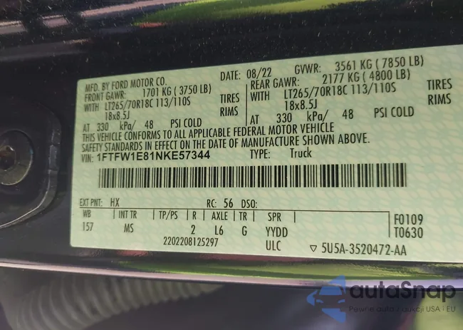 1FTFW1E81NKE57344: 42238086