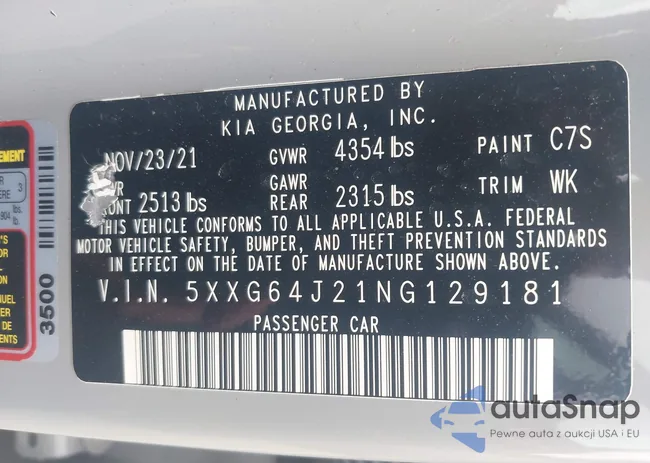 5XXG64J21NG129181: 42238102