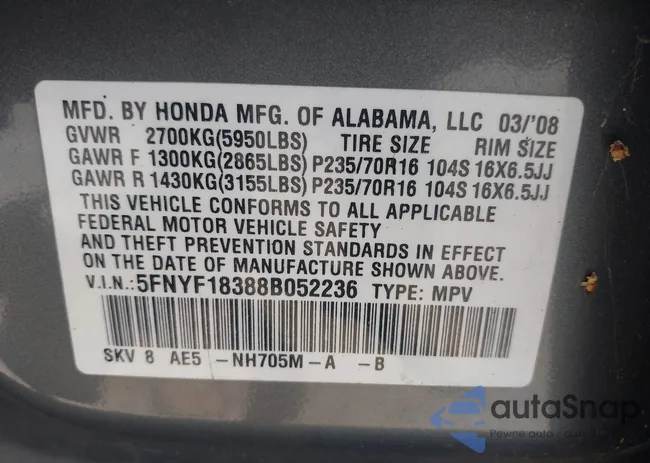 5FNYF18388B052236: 42238209