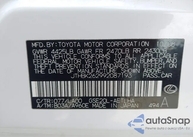 JTHBK262992087193: 42238334