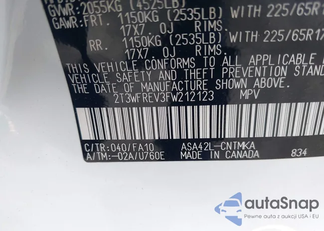 2T3WFREV3FW212123: 42238358