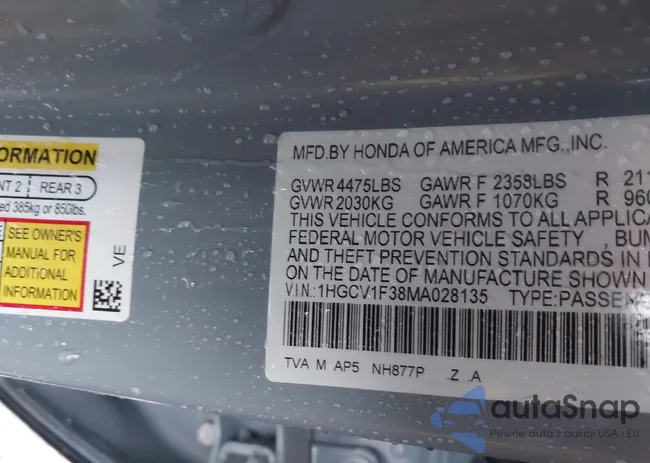 1HGCV1F38MA028135: 42240367