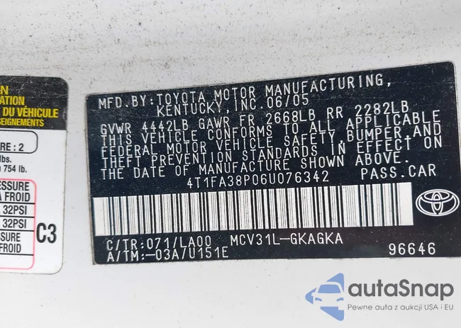 4T1FA38P06U076342: 42240383