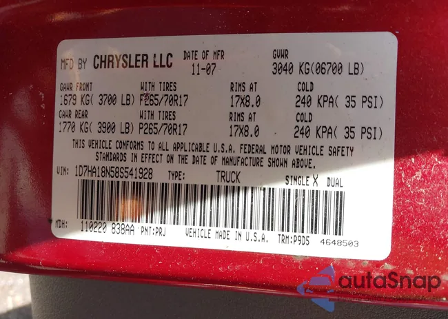 1D7HA18N58S541928: 42240002