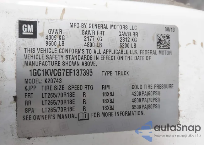 1GC1KVCG7EF137395: 42240147