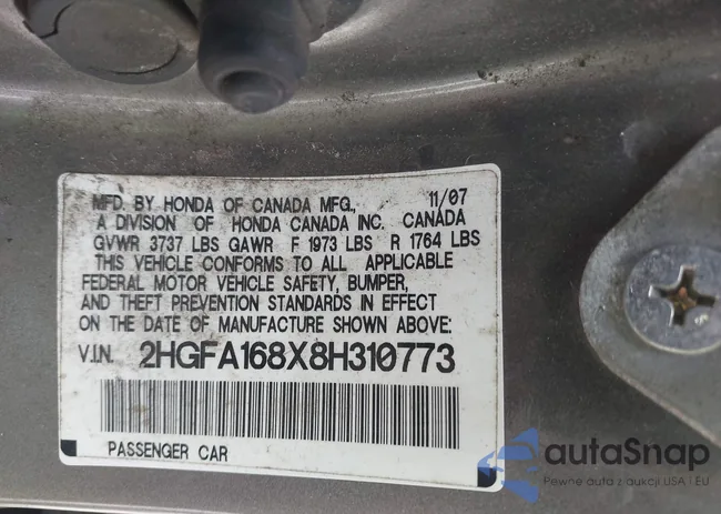 2HGFA168X8H310773: 42240244