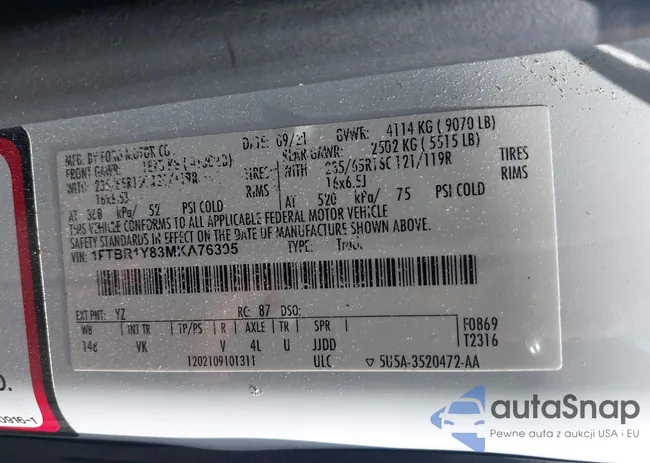 1FTBR1Y83MKA76305: 42240276