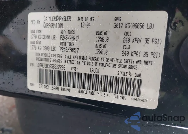 1D7HU18D85S222209: 42241404