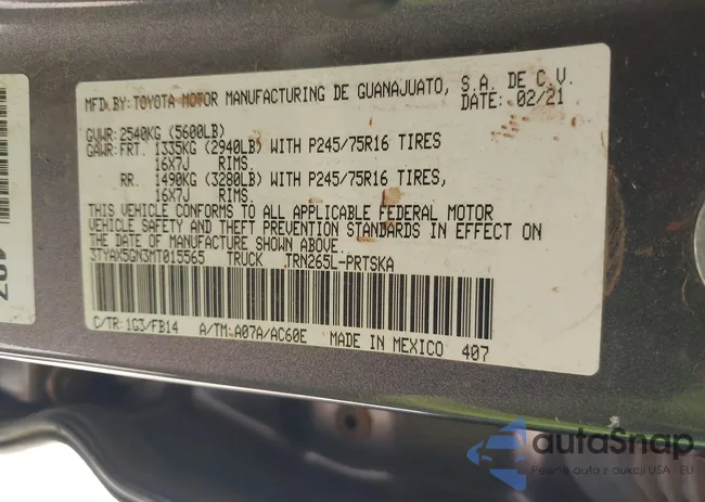 3TYAX5GN3MT015565: 42241436