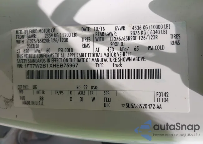 1FT7W2BTXHEB75967: 42241525