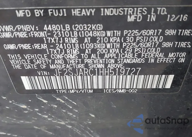 JF2SJARC1HH519727: 42241611