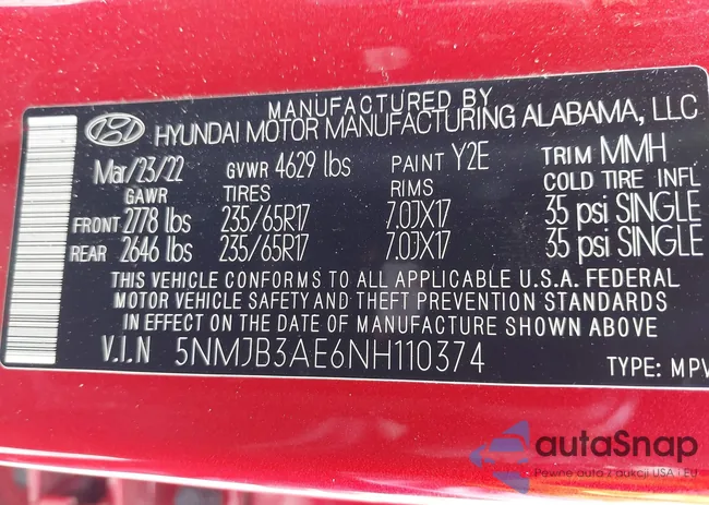 5NMJB3AE6NH110374: 42241637