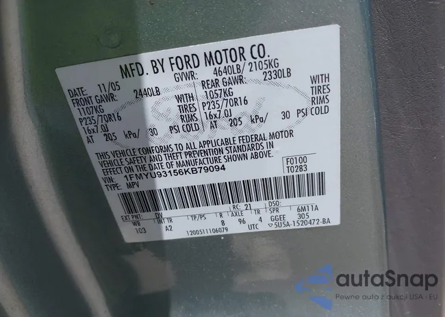 1FMYU93156KB79094: 42240986