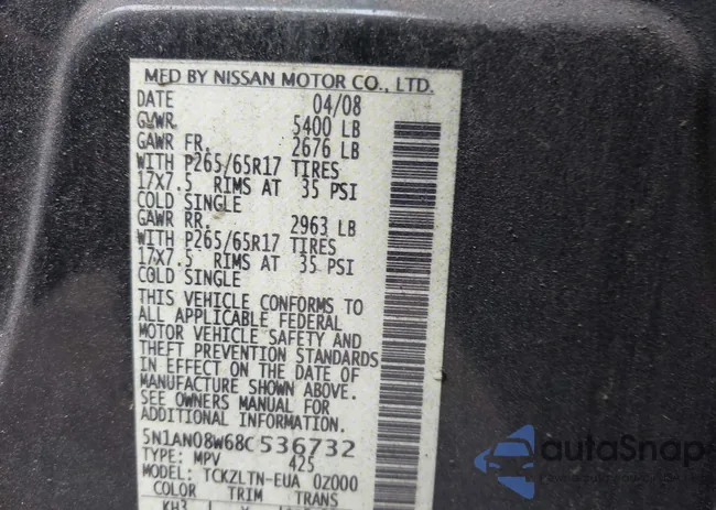 5N1AN08W68C536732: 42241012