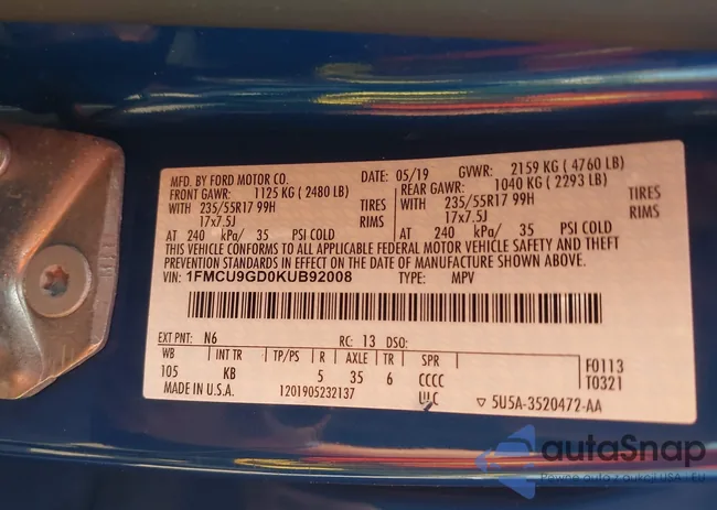 1FMCU9GD0KUB92008: 42241065