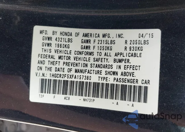 1HGCR2F5XFA157380: 42241113