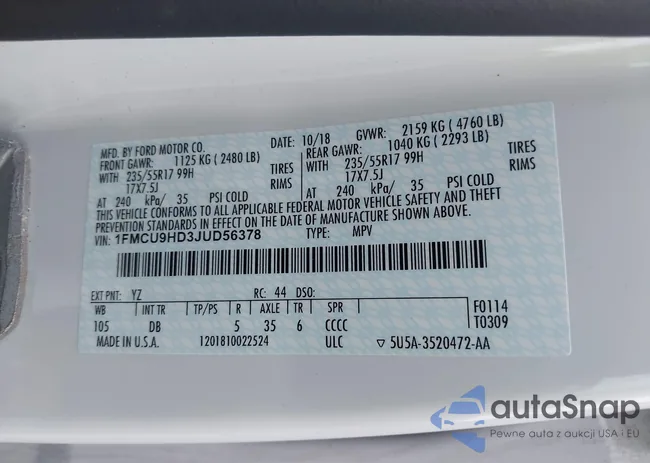 1FMCU9HD3JUD56378: 42241213