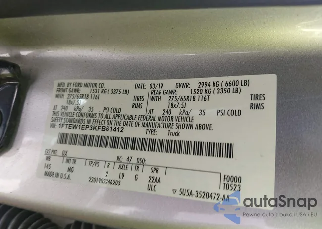 1FTEW1EP3KFB61412: 42242393