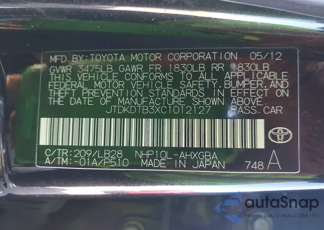 JTDKDTB3XC1012127: 42242440