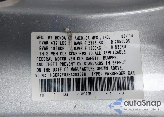 1HGCR2F8XEA303088: 42242702