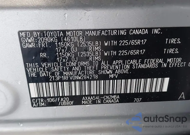 2T3P1RFV0NW284218: 42242766