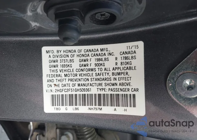 2HGFC2F51GH509361: 42242860