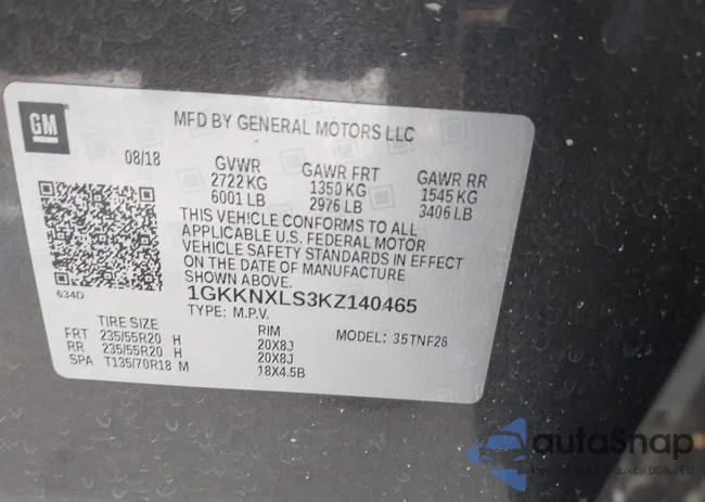 1GKKNXLS3KZ140465: 42241992