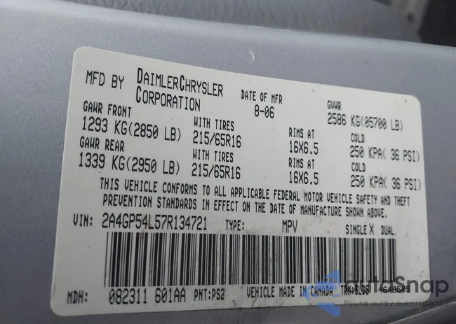 2A4GP54L57R134721: 42242154