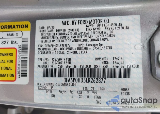 3FA6P0HD5LR262877: 42243525