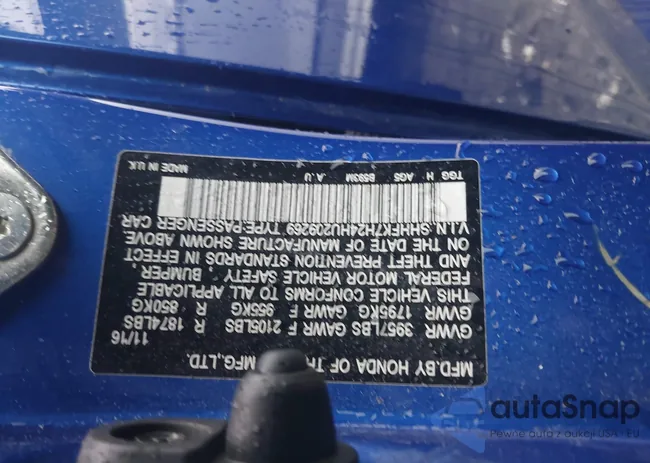 SHHFK7H24HU209269: 42243700