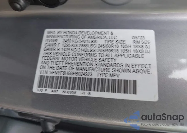 5FNYF8H66PB024923: 42243780