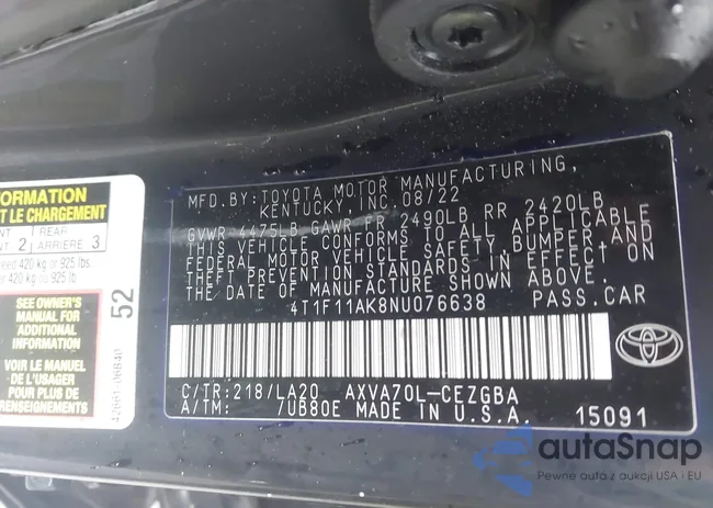 4T1F11AK8NU076638: 42243093