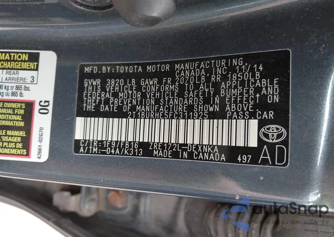 2T1BURHE5FC311925: 42244589