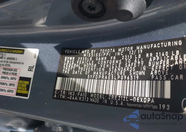 5YFDPRAE5LP096519: 42244244