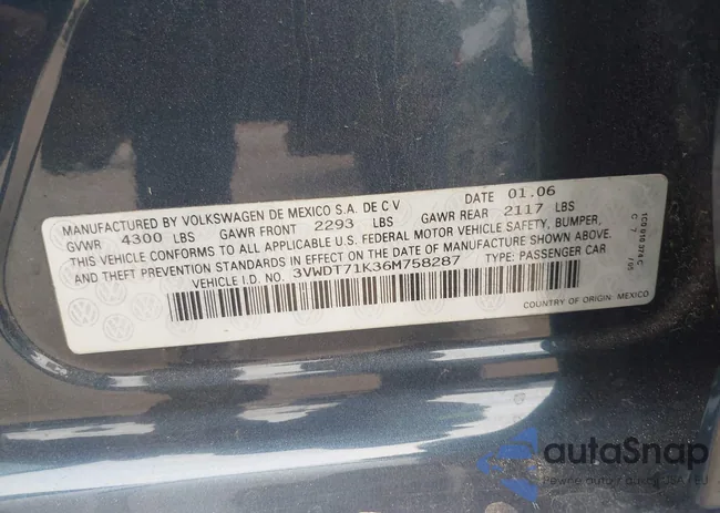 3VWDT71K36M758287: 42245403