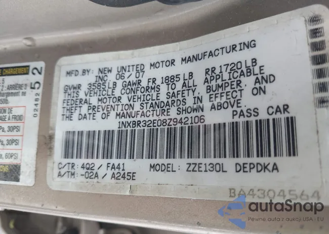 1NXBR32E08Z942106: 42245405