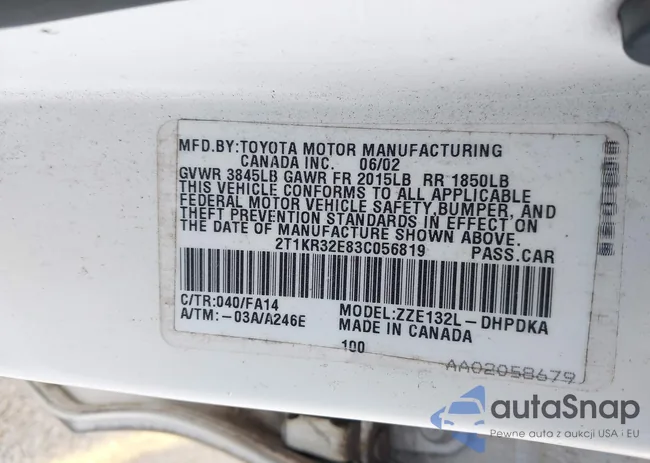 2T1KR32E83C056819: 42245468